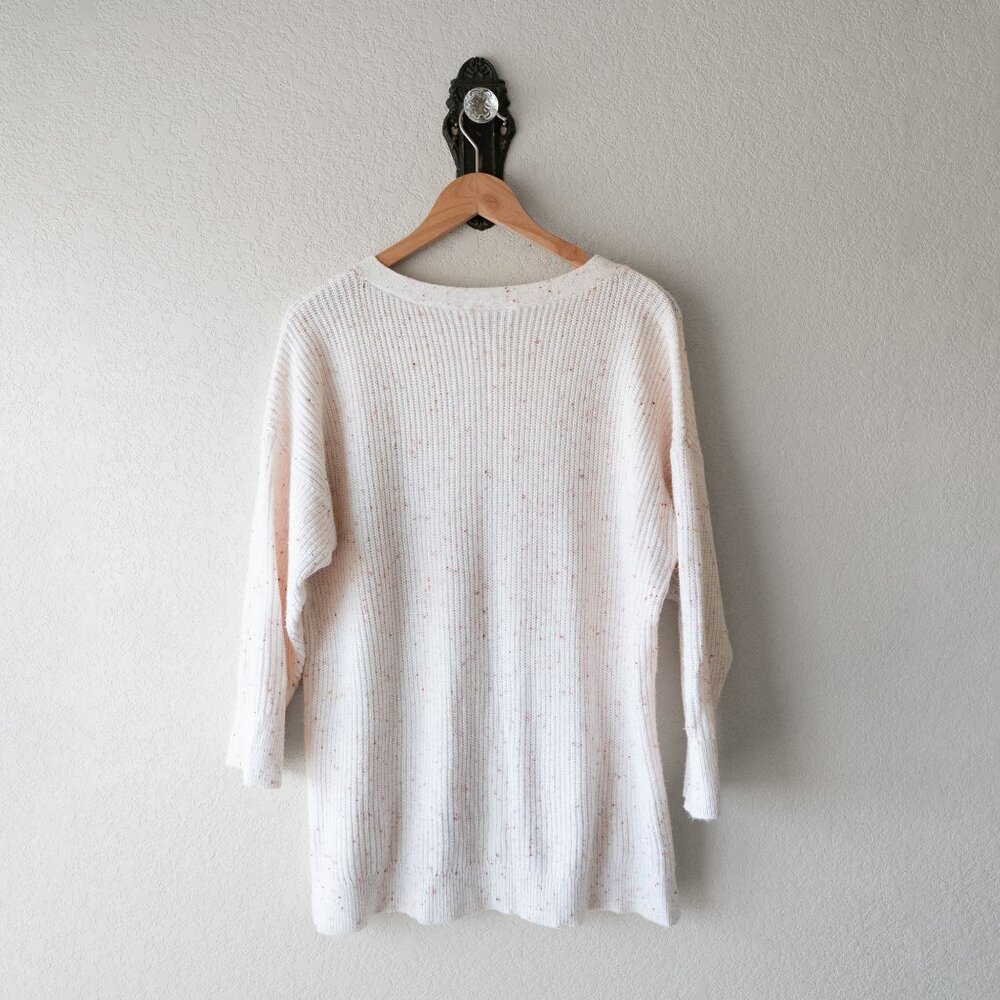 Women's Cream Button-Shoulder Ribbed Sweater - Picture 7 of 8